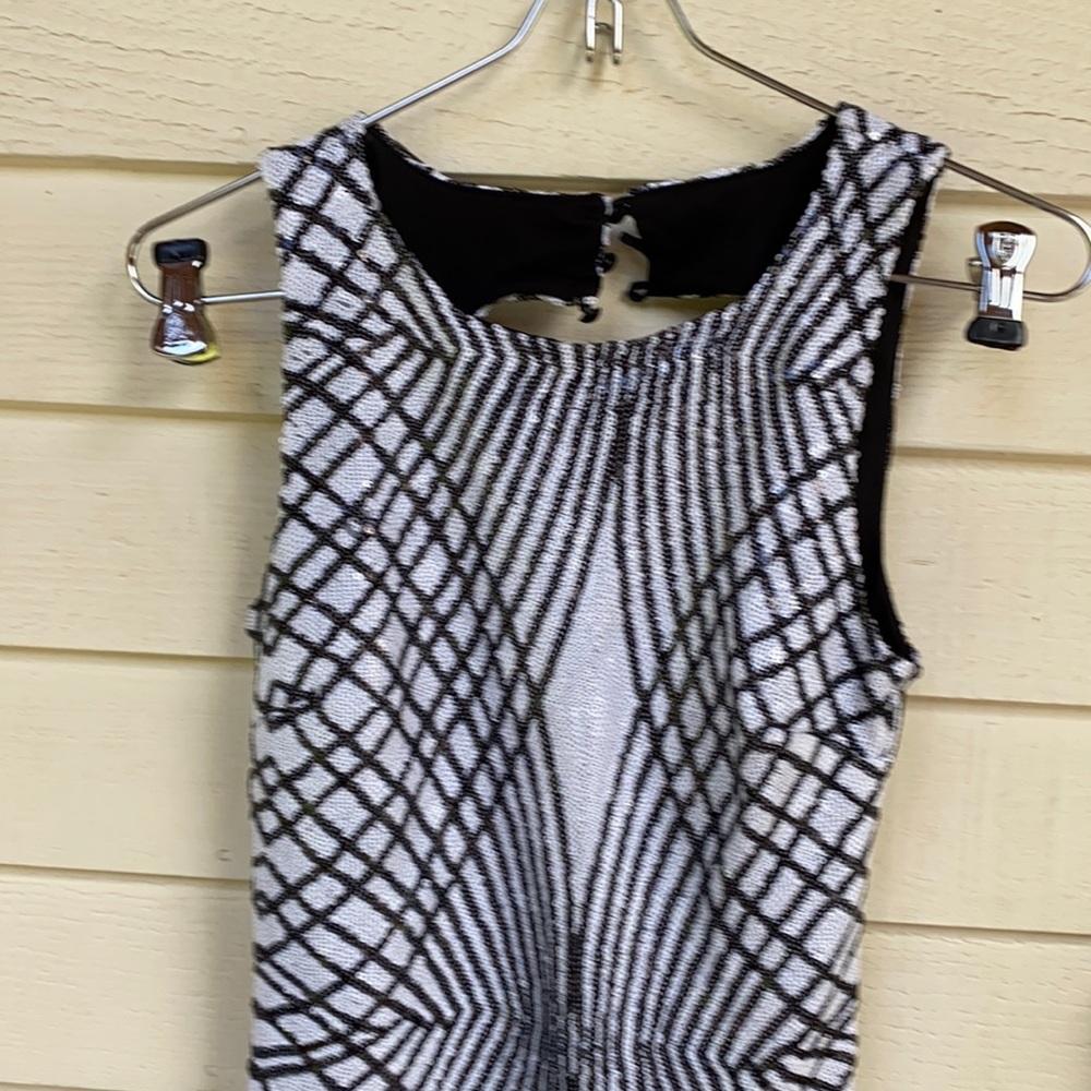 Women’s black and white sequined dress